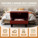 Ottoman Rectangular Storage Ottoman Bench, Faux Leather Footrest, Coffee Table, Stool Footstool with Hinged Lid for Living Room, Bedroom, Entryway, Red, 28.5"x19"x17.5" by CozyNest Decor