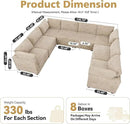 Modular Sectional Sofa with Chaise U Shaped Sectional Couch for Living Room, 8-Seater Comfy Cloud Couches, Plush Corduroy, Beige by CozyNest Decor