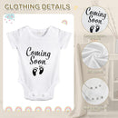 9 Pcs Pregnancy Announcement Set Pregnancy Reveal Ideas Felt Letter Board Baby Bodysuit Baby Booties Photo Frame Bear Plush Baby Wood Blocks for Coming Soon Baby Announcement (White,Bright) by TinyTreasures Baby Boutique