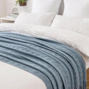 MIULEE Dusty Blue Cozy Knitted Throw Blanket for Couch Textured Knit Blanket with Tassels Woven Acrylic Wave Pattern Boho Blankets for Sofa Bed Chair 50"x60" by CozyNest Decor
