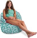 Posh Creations Structured Comfy Bean Bag Chair for Gaming, Reading, and Watching TV, Sonoma Lounge, Canvas - Roses Mint by TinyTreasures Baby Boutique