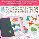 Erasable Doodle Set for Kids - Magic Drawing Book With 12 Watercolor Pens, 14 Page Reusable Book, Road Trip Car Game Writing Painting Set for Boys and Girls (Cat Pink) by TinyTreasures Baby Boutique