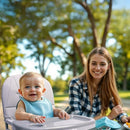 Foldable Baby High Chair with Easy Clean Double-Layer Tray, Adjustable Foot Rest, Safety First 5 Point Harness, Compact Space Saver Baby Feeding Chair Portable for Travel by TinyTreasures Baby Boutique