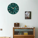 Teal Wall Clock Battery Operated 14 Inch Modern Abstract Clocks for Living Room Decor Marble Pattern Glass Analog Wall Clock Silent by CozyNest Decor