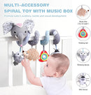 Jollybaby Baby Car Seat Stroller Toys, Plush Activity Hanging Spiral Activity Pram Crib with Music Box, Rattles, Squeaker for Babies Infant Boys Girls (SZ Gray Elephant) by TinyTreasures Baby Boutique