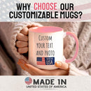 Ship Next Day Custom Mug Design Your Own Photo Text Personalized Picture Gifts for Women Men Customized Gift Idea Personalized Coffee Mugs 11oz Pink Handle by TinyTreasures Baby Boutique