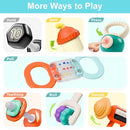 iPlay, iLearn Baby First Gym Rattle Set, Infant Dumbbell Weights Teething Rattles 3-6-12 Month, Newborn Workout Sensory Stroller Toy, Babies Birthday Shower Gift 5 7 8 9 10 Month Toddler Boy Girl-7PCS by TinyTreasures Baby Boutique