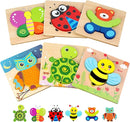 Toddler Puzzles, Wooden Jigsaw Animals Puzzles for 1 2 3 Year Old Girls Boys Toddlers, Educational Preschool Toys Gifts for Colors & Shapes Cognition Skill Learning by TinyTreasures Baby Boutique