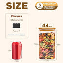 Glass Food Storage Jars Square 44oz, 3 Pack Glass Jars With Bamboo Lids, Kitchen Storage Containers For Spice, Candy, Cookie, Storage For Pantry Organizers by CozyNest Decor