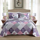 NEWLAKE Quilt Bedspread Sets-Floral Checkered Pattern Reversible Coverlet Set,Queen Size by CozyNest Decor