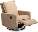 Swivel Rocking Recliner Chair for Nursery, Upholstered Glider Rocker Recliner, Swivel Reclining Chair for Nursery Living Room Bedroom, Camel Short Plush by TinyTreasures Baby Boutique