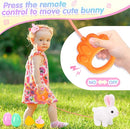 Hopping Plush Bunny Easter Interactive Toys for Kids,Can Wagging Tail and Twitching Nose with Remote Control Leash,Easter Eggs and Decorations,Easter Christmas Birthday Gift for Toddlers by TinyTreasures Baby Boutique