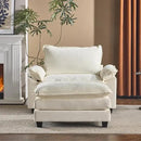 Karl home Oversized Accent Chair Chenille Sofa with Chaise, Modern Sofa Chair with Removable Ottoman Modular 1-Seater Couch and 2-Layer Ottoman for Living Room, Apartment, Studio, Beige by CozyNest Decor