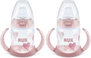 NUK Learner Cup, 5 Oz, Pack of 2, Pink Hearts, Soft Spout, Easy-Grip Handles, BPA Free, Spill Proof, Transition Sippy Cup by TinyTreasures Baby Boutique