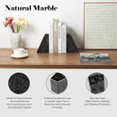 Marble Bookend for Heavy Books, Decorative Bookends for Shelves, Durable and Heavy-Duty Book End for Hardback Book & CDS, Unique Book Stopper & Holder, Meteorus, Set of 2 by CozyNest Decor