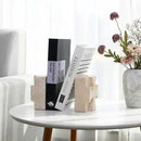 Natural Marble Bookends for Heavy Books, Heavy Duty Square Decorative Stone Book Ends for Shelves, Aesthetic Travertine Book Holder, Modern Office Bookshelf Stopper Decor, Beige, Set of 2 by CozyNest Decor