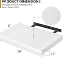 Fun Memories Floating Shelves - 2 Pack 12 Inch Deep Rustic Wooden Wall Shelves - Extra Deeper & Thicker Wall Mounted Storage Shelf for Living Room, Kitchen, Farmhouse - 16" W x 12" D x 1.5" H - White by CozyNest Decor