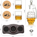 Whiskey Decanter Set Grenade Shaped Liquor Decanter Set with 2 Glasses - Scotch Bourbon Drinking Gift for Men&Women Dad Husband Boyfriend Brother Anniversary Birthday Christmas House Warming Present by CozyNest Decor