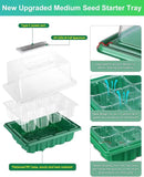 4 Packs Medium Seed Starter Tray, Adjustable Brightness and Timer, Upgraded 24 Full Spectrum LEDs, Seed Starter Kit with Drainage Holes, Tools and Labels for Indoor Plant Growing by GreenHaven Gardens