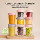 KeaBabies 4pk 8oz & 4pk 4oz Glass Baby Food Containers with Lids - Leak-Proof, Microwavable Small Glass Jars,Baby Purees & Toddler Snack Storage Containers,BPA-Free,Dishwasher & Freezer Safe(Roseate) by TinyTreasures Baby Boutique