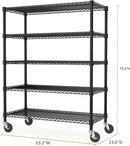 Garage Shelving 5 Tier Industrial Metal Shelving Units for Commercial, Basement, Pantry, Warehouse, School, Black Heavy Duty Easy Assembly 23.6" D x 53.2" W x 73.6" H by CozyNest Decor
