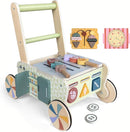 Wooden Push Walker for Babies with Wheels 12 Months+ Wooden Baby Walker Activity Walker for Babies Montessori Multiple Learning Activities Center Walking Toy Adjustable Speed Birthday Gift by TinyTreasures Baby Boutique