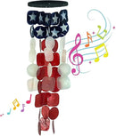 Bellaa 24834 Wind Chimes Outdoor, Garden Decorations, Musical, Indoor/Outside Windchimes, Beach, Ocean Breeze, Gifts for Mom, Gift for All Occasions, Capiz Sea Glass Shells Wood American Patriotic by CozyNest Decor