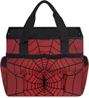 Spiders Web Red Gardening Tool Bag,Heavy Duty Garden Tote Bag,Portable Oxford Gardening Storage Basket Organizer Handbag with Pockets Handle,Hand Tools Gifts for Outdoor Garden Lawn by GreenHaven Gardens