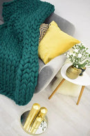 Knitted Throw Blanket for Sofa,Handmade Knit Chunky Blanket Throw Sofa Throw for Gift Sofa Bed,Chunky Knit Blanket(Dark Green 40"x60") by CozyNest Decor