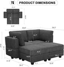 Bellfin Modular Sectional Sleeper Sofa Convertible Sofas with Storage Ottomans Small Sectional Couches for Living Room. Black Couch by CozyNest Decor