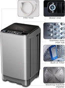 Full-Automatic Washing Machine 25 lbs Portable Washer 10 Wash Program & 8 Water Level with LED Display，Drain Pump, Ideal for Apartments, RV, Camping, Grey by CozyNest Decor