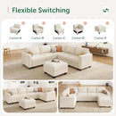HONBAY Corduroy Modular Sectional Couch with Storage L-Shaped Sectional Couches for Living Room 6 Seater Modular Sectional Sofa, Beige by CozyNest Decor