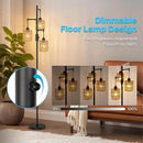 3-Light Boho Floor Lamp for Living Room, Rattan Wicker Standing Lamp Palm Tree Design, Farmhouse Coastal Floor Light with Woven Shade, Tall Bohemian Lamp by CozyNest Decor