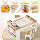 Kids Art Table and Chair - Toddler Craft Table and Chairs Set with 2 Chair & Bins, Kids Activity Desk with Paper Roll for Playrooms & Classroom, 44" L x 24" W, Natural by CozyNest Decor