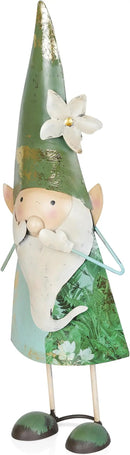 Alpine Corporation - 18" Tall Outdoor Garden Gnome Yard Decoration - Metal Statue with Speak No Evil Expression - Durable, Weatherproof Lawn Sculpture for Patio, Deck, Yard by CozyNest Decor