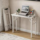 Frylr Small Folding Computer Desk – 35.8 Inch Portable Table for Craft and Study, Lightweight Desk for Small Spaces, Foldable Laptop Table Built-in AC/USB Outlets for Convenience, White Ash by CozyNest Decor