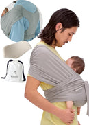Konny Baby Carrier Flex SoftBreeze with Head Support - Adjustable, Easy to Wear Baby Wrap Sling, Perfect for Newborn Babies Essentials up to 44 lbs (XS-XL) - Khaki Grey by TinyTreasures Baby Boutique