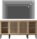 Farmhouse TV Stand for TVs up to 70 Inch, Entertainment Center TV Console with Storage Cabinets and Glass Doors,Media Console for Living Room,Oak by CozyNest Decor