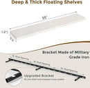 Floating Shelves 55 Inch Long, 55"W x 9"D Wall Shelf Invisible Bracket, 9 Inch Deep Floating Shelf for Wall, Rustic Wooden Shelves for Living Room, Kitchem, Bedroom, Brich Color, Set of 1 by CozyNest Decor