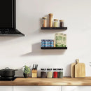 Floating Wall Shelves - 16"x6.8"x1.2" Sturdy Rustic Black Solid Wood Shelves for Storage and Décor, Easy Installation for Living Room, Bedroom, and Kitchen - 2 Pack by CozyNest Decor