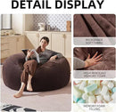 Bean Bag Chair 4Ft, Memory Foam Filled, Large Beanbag Chairs for Adults and Teens, Soft Sofa with Removable Flannel Cover, Round Couch for Living Room Bedroom College Dorm (Brown, 4FT-47×47"×24") by CozyNest Decor