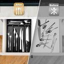 Bamboo Silverware Holder - Drawer Organizer with 5 Slots (Black) by CozyNest Decor