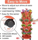 Vertical Planter, 6 Tier Stackable Strawberry Planter with Garden Tool Set, Movable Indoor/Outdoor Garden Herb Pot for Growing Vegetables and Succulents, Red by CozyNest Decor