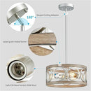 XINGQI Modern Ceiling Light Adjustable Height Pendant Lighting Fixture Brushed Nickel Wood Grain Metal 13" Rustic Round Lights for Dining Room Kitchen Bedroom Foyer Hallway by CozyNest Decor