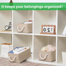 Bidtakay Small Storage Baskets for Shelves 3 Pack Fabric Storage Bins for Organizing Linen Collapsible Organizer for Closet-Flaxen by TinyTreasures Baby Boutique