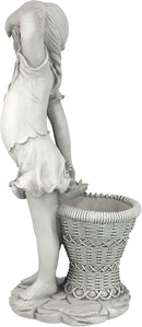 Design Toscano Frances the Flower Girl Outdoor Garden Statue with Planter, 21 Inch Tall, Cast Stone Resin, Antique Stone Finish by GreenHaven Gardens