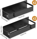 4 Pack Magnetic Spice Rack Organizer for Refrigerator and Oven, Matt Black Fridge Organizers and Storage for Kitchen by CozyNest Decor