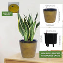 Dexceder 11x10 Inches Self Watering Planter Indoor Outdoor, Inner Pot Design, Thickened Table Flower Plant Pot with Water Level Indicator (Yellow Brown Gradient) by GreenHaven Gardens