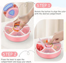 Kids' Rotating Snack Container Set – 2-Pack, Includes 1 Rotating Snack Container & 1 Round Sectioned Snack Box, BPA-Free, Dishwasher Safe, Perfect for Travel-Pink by TinyTreasures Baby Boutique