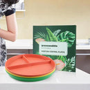 greenandlife 9 Inch 4PCS Unbreakable Portion Control Plates, Divided Plates for Kids Adults, Dishwasher & Microwave Safe Compartment Plate, Lightweight Reusable Wheat Straw Plate, BPA Free by CozyNest Decor